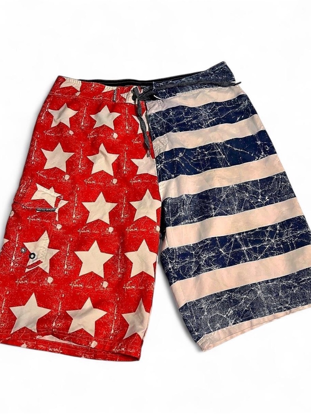 chic Red & Blue Star-Stripe Men's Swim Board Shorts